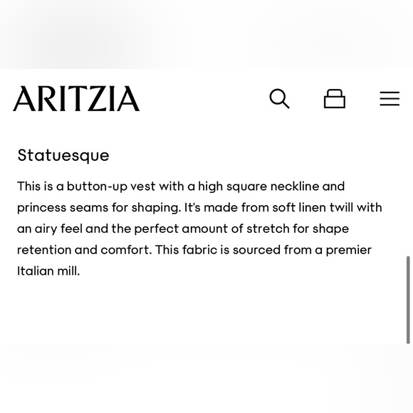 NWT Aritzia Babaton Hepworth Linen Top Oak Siz 6 White squareneck button-up vest - Picture 9 of 13